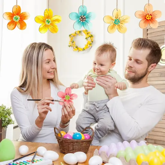 Activity Craft Wooden Flower Ornaments Kits to Paint Spring Decoration {4}