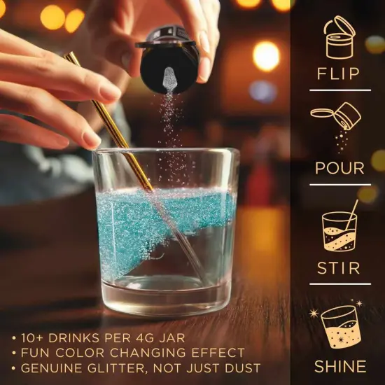 Brew Glitter - Teal Color Changing Edible Drink Glitter (4g, Mini Spray Pump) for Beer, Cocktails and Beverages {4}
