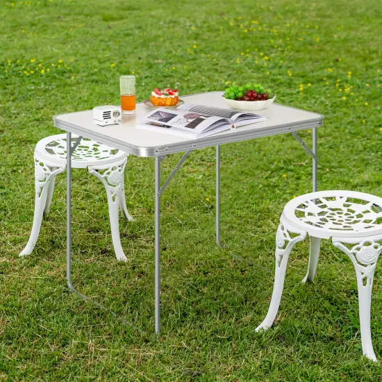 Portable Folding Camping Table &ndash; Lightweight 31" White Outdoor Picnic Table, Waterproof MDF & Aluminum Alloy, Compact for Beach, Tailgating, Patio & Indoor Use {6}