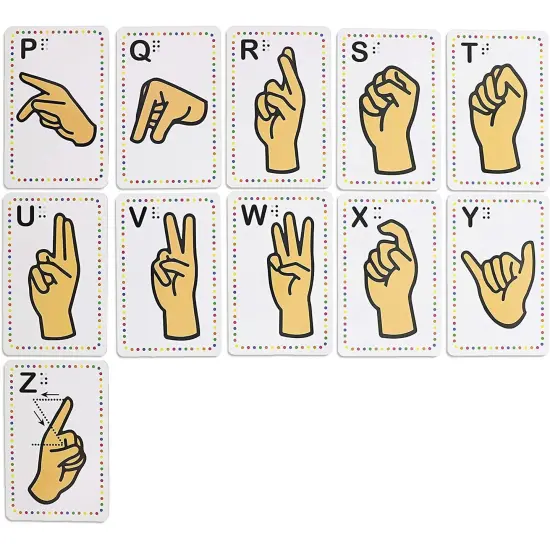 ASL Sign Language Flash Cards, 26 Letters with Gestures, Magnetic Backing Multicolor {5}