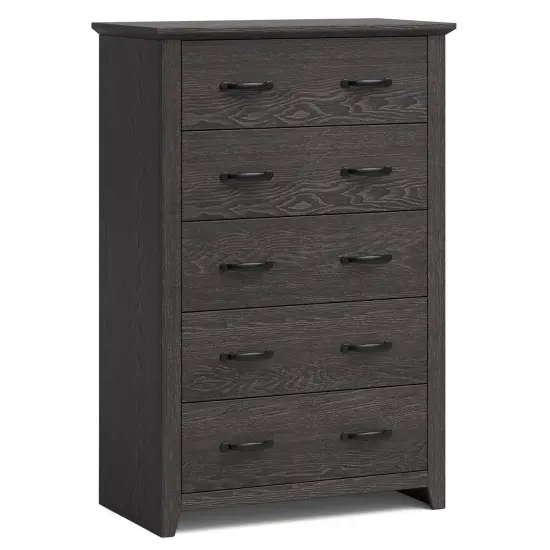 Tall Storage Dresser with 5 Slide Out Drawers and Smooth Metal Slide Rail Perfect for Any Room Gray {8}