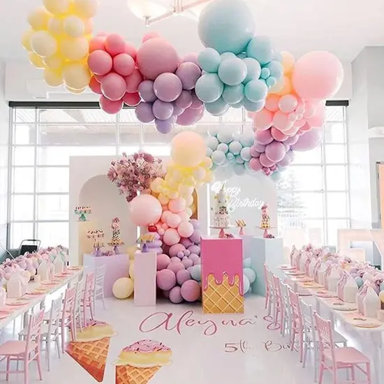 Pastel Balloons Garland Arch Kit 143pcs Macaron Rainbow Balloons Birthday Party Background Decoration Girl Baby Shower Donuts Ice Cream Party Supplies Pink Blue Green {4}