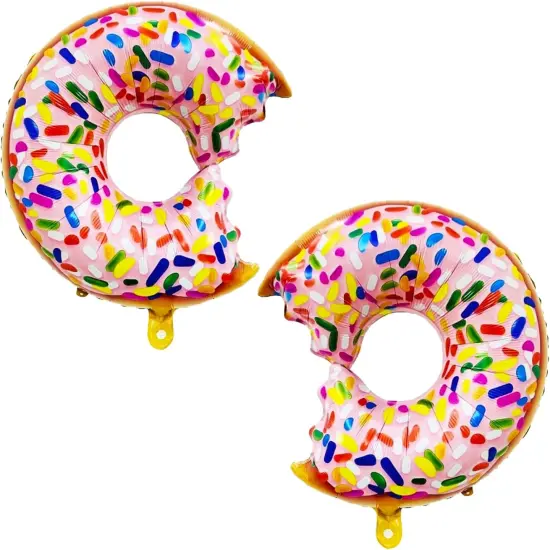 2PCS Donut Balloons Birthday Party Decorations Doughnut Foil Aluminum Balloon for Baby Shower Happy Birthday Graduation Party Supplies {1}