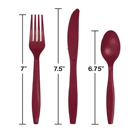 288 pc Bulk Burgundy Assorted Plastic Cutlery {2}
