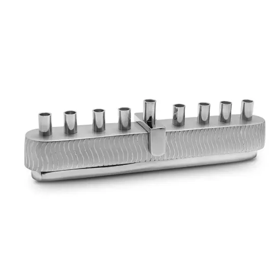 Polished Metal Menorah with Swirls By Kinor Decor Silver {2}