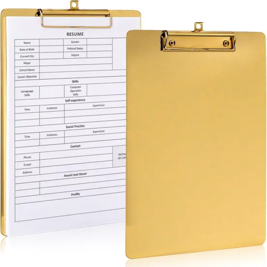 2 Pack Metal Clipboards, Stainless Steel Clip Board with Low Profile Clip, A4 Letter Size File Holder for Office, School, Hospital, Laboratory, Jobsite, Warehouses, Hotel, Restaurant {5}