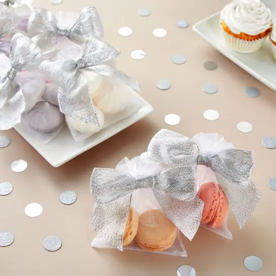 Bright Creations 36 Pack Mini Silver Bows with Twist Ties, 4x3 Inch Premade Organza Bows, Elegant Silver Bows for Treat Bags, Baked Goods, Goodie Bags, and Gift Wrapping {3}