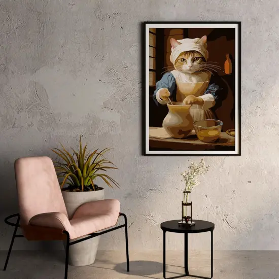 Paint by Numbers for Adults Beginners, DIY Paint by Numbers on Canvas for Kids, Oil Painting Kits for Gift Home Wall Decor, 10 Brushes and Acrylic Paint, 16x20 Inch, (Maid Cat, Unframed) {2}