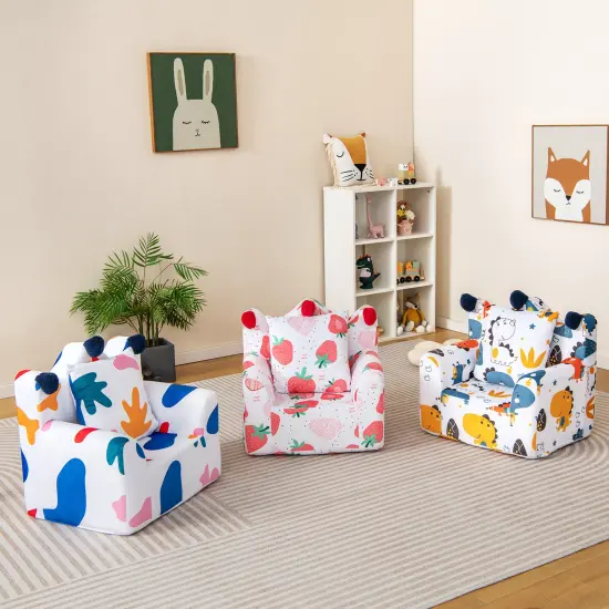 Kids Sofa Chair, Ergonomic Velvet Armchair with Pillow Multicolor {3}
