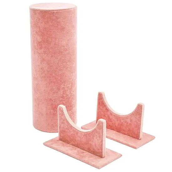 Headband Holder Organizer for Girls and Women, Pink Velvet Display Stand and Storage for Hair Tie Accessories, Bracelets 12.2 x 6.5 x 6.7" {7}