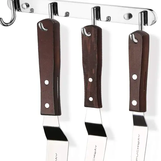 Offset Cake Icing Spatula Set of 4- Professional Stainless Steel Cake Decorating Frosting Spatulas, 4"-6"-8"-10" Flexible Resistant Blade, Wooden Handle For Easy Grip {4}