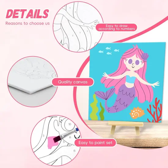 Kids Paint by Number Kits Including 6 Pre-Drawn Canvas for Painting, 6 Brushes 17 Paints and 2 Easels, Perfect Art Painting Kit for Kids, Arts and Crafts Painting for Kids Ages 8-12 {4}