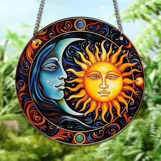 Summer Sun and Moon Acrylic Window Hangings Stained Window & Wall Decor, Ideal Housewarming Gift, Home Decor for Grandma Wife Teacher Bright Lover {3}