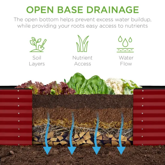 Best Choice Products 8x2x2ft Raised Metal Outdoor Garden Bed, Planter Box for Flowers, Vegetables, Herbs Royal Red {4}