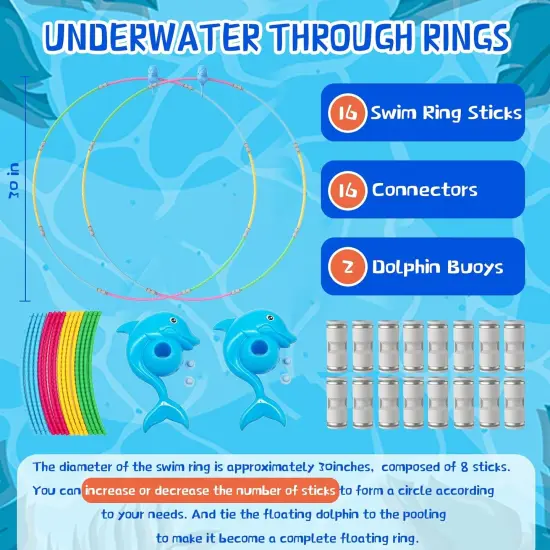Summer Pool Toys, Fun Swimming Pool Toys for Kids Diving Practice, Floating Toys, Swim Thru Rings {2}