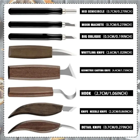 Wood Carving Kit,19Pcs Wood Carving Tools for Beginners & Adults,Complete Whittling Tools Set with Knives, Chisels and Guidebook,Perfect for DIY Crafts, Hobbies, and Woodworking Projects {2}