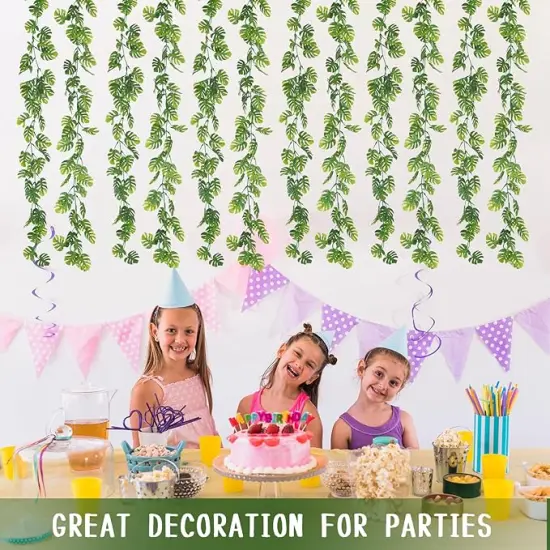 4Pcs Artificial Monstera Leaf Vines, 5.6Ft Fake Hanging Greenery Plants Tropical Palm Leaves Ivy Vine Monstera Garland for Home Garden Porch Patio Hawaiian Party Indoor Outdoor D&eacute;cor {3}