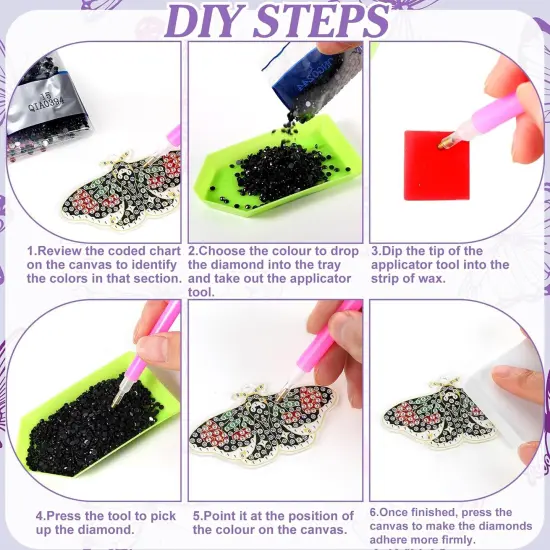 20 Pcs Butterfly Diamond Painting Keychains Kits Diamond Art Keychain 5d Butterfly Diamond Key Chain Spring Summer Diamond Hanging Ornaments Key Ring for Adults Beginners DIY Crafts Decor {4}