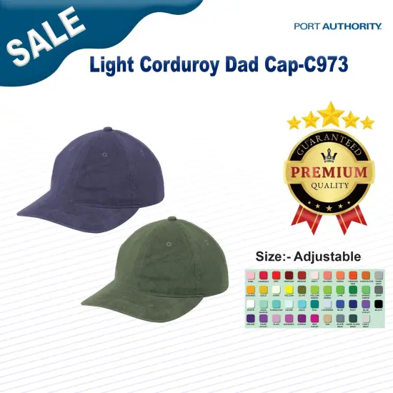 Port Authority&reg; Light Corduroy Dad Cap Olive Green {3}