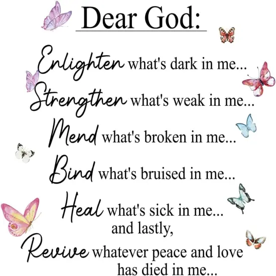 Inspirational Quotes Vinyl Wall Decal Stickers Dear God Enlighten What's Dark in Me, for Bedroom, Living Room, Motivational Uplifting Quotes Vinyl Decal, Motivational Saying Wall Quote (23''&times;20'') {1}