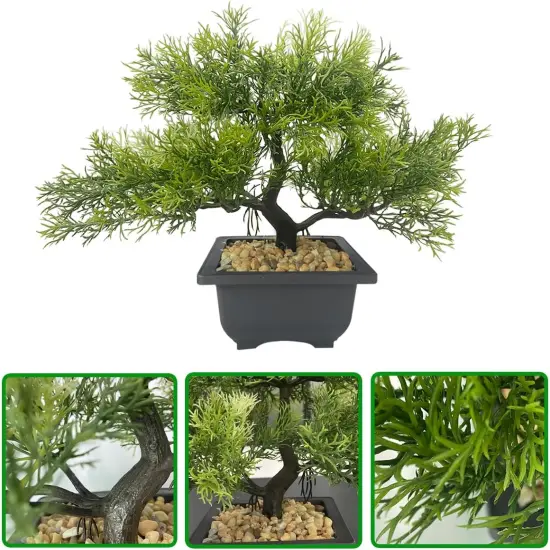 Artificial Bonsai Tree Small Realistic Fake Plant in Pot for Indoor Home Office Desk Decor, Low-Maintenance Tabletop and Bookshelf Decoration {3}