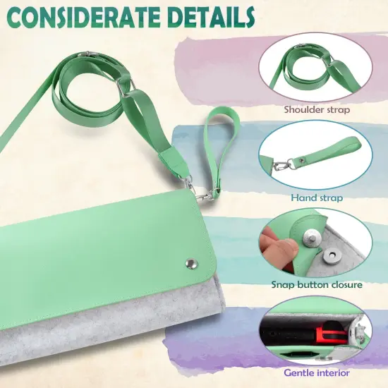Insten Carrying Case Purse For Nintendo Switch and OLED Model, PU Leather Cover Travel Bag Sleeve Pouch, With Detachable Shoulder Hand Strap For Girls Boys Women, Turquoise Green {4}