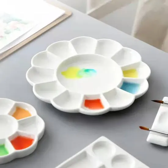 Porcelain Artist Paint Palette, Mixing Ceramic Watercolor Palette, Mixing Tray for Watercolor Gouache Acrylic Oil Painting {5}