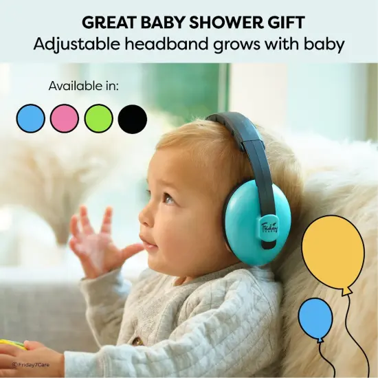 Friday 7Care Baby Headphones - Baby Ear Protection, Noise Cancelling Headphones with Adjustable Headband for Ages 0-24 Months, Blue Multicolor {6}