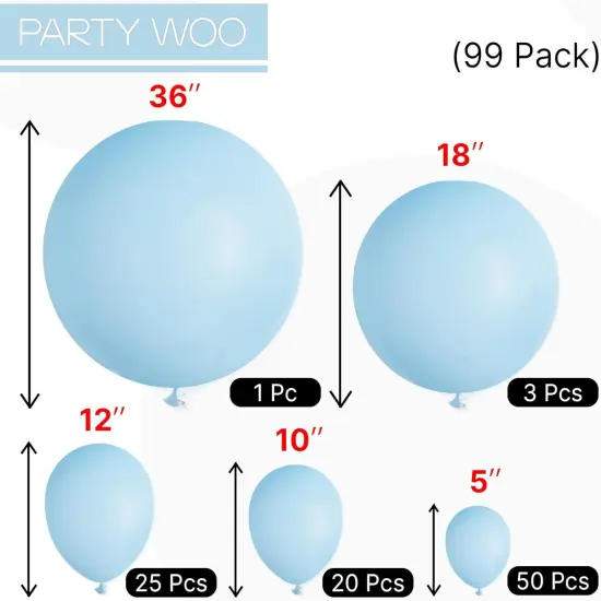 Light Blue Balloons 99 pcs Different Sizes of 36 18 12 10 5 Inch Baby Pastel Sky Aqua Blue Balloon Arch Kit Garland for Graduation Baby Shower Gender Reveal Party Decorations Blue-Q13 {4}