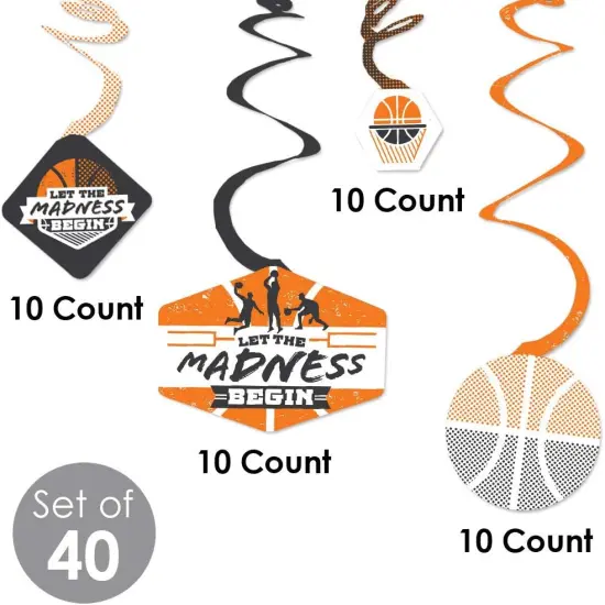 Basketball - Let The Madness Begin - College Basketball Party Hanging Decor - Party Decoration Swirls - Set of 40 {4}