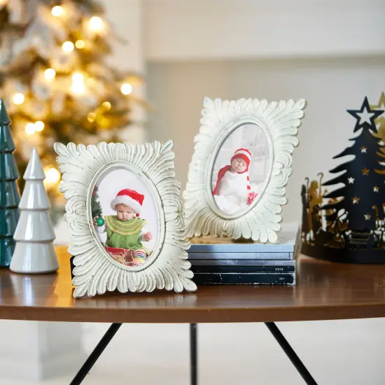 Set of 4 White Ornate Resin Wall or Tabletop Picture Frames-4x6 {3}