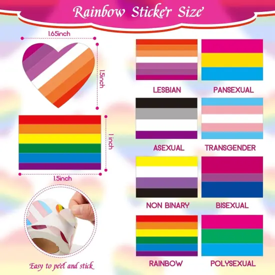 1000 Pcs LGBTQ Pride Heart Sticker Lesbian Gay Bisexual LGBT Rainbow Flag Sticker Gay Pride Car Decal Paper Decal for Parade(Adorable Style,2 Roll/ 1000 Pcs) {2}