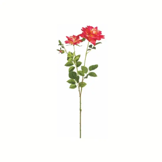 35" Realistic Pink Open Rose Spray with Faux Thorns &ndash; Long Stem Artificial Flower for Arrangements, Wreaths & Home Decor-FSR845-TY {1}