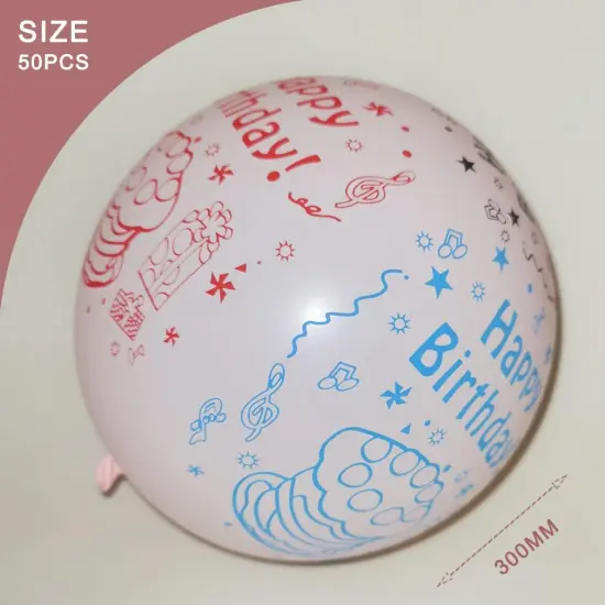 52 Pcs Pink Birthday Balloons with Birthday Party Pattern {4}