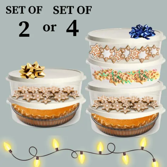 2-Pack 10-Inch Airtight Food Storage Container with Lid - Portable Carrier for Pies, Cakes, Cupcakes & More - BPA-Free Clear Plastic - Secure & Easy Transport {4}