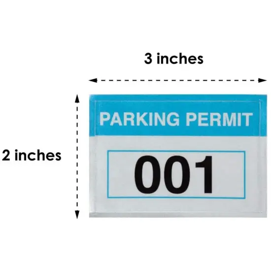 Sequentially Numbered Parking Permit Sticker (Light Blue, 2 x 3 in, 100-Pack) Multicolor {3}