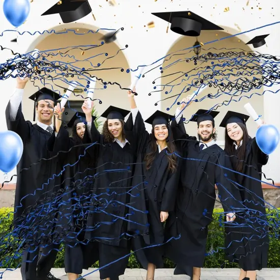 50 Pcs Graduation No Mess Confetti Popper Hand Throw Streamer Popper Bulk Colorful Party Confetti for 2025 Congrats Grad Birthday Wedding Party Celebration Supplies(Black, Blue) {5}