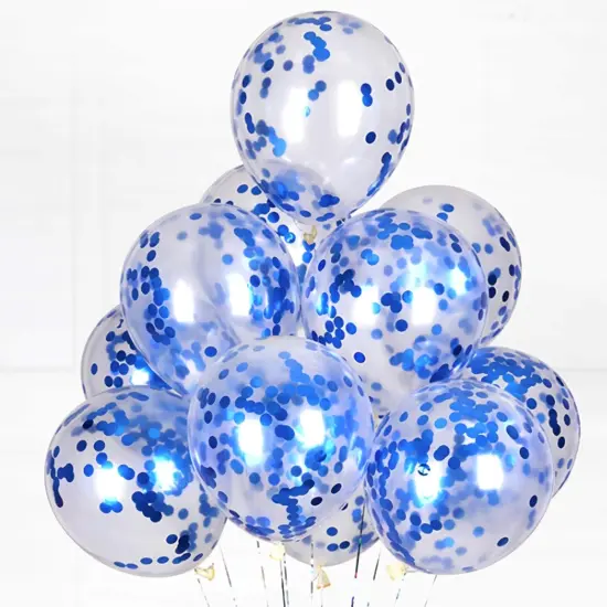 Blue Confetti Balloons, 25 Pcs Thickened 12 Inch Clear Latex Balloon with Confetti Inside for Graduation Decorations Engagement Bridal Shower Party Baby Shower Birthday Party Decoration Supplies {3}