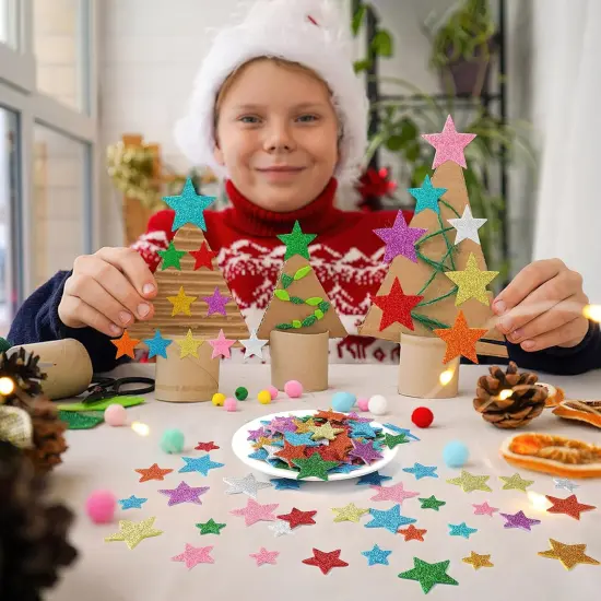 Colorful Glitter Star Foam Sticker, 300Pcs Stars Shapes Glitter Self Adhesive Foam Stickers for Kids Party Favors Toddler DIY Crafts Supplies Home Decorations {5}