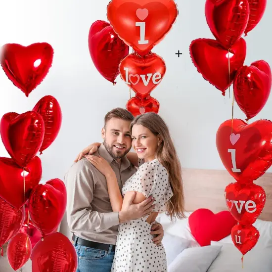 38 Inch I Love U Balloons I Love You Mylar Foil Balloons Red Love Heart Balloons for Party Engagement Anniversary Wedding Decor Supplies {5}