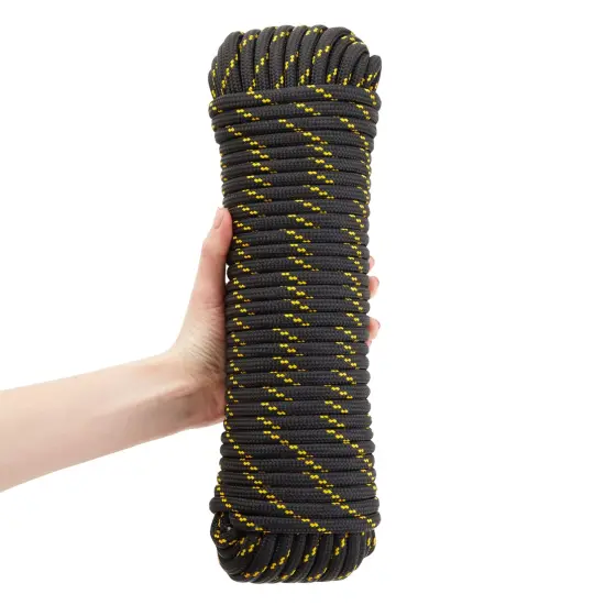 3/8 Inch x 100 Ft Diamond Braided Rope for Knot Tying Practice, Camping, Boats, Trailer Tie Down (Polyester) {6}