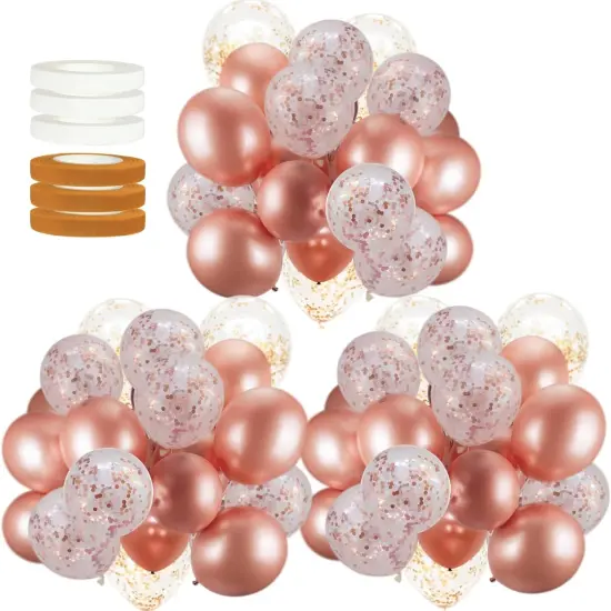 60 PACK Dandy Decor Rose Gold Balloons + Confetti Balloons w/Ribbon | Rosegold Balloons for Parties | Bridal & Baby Shower Balloon Decorations | Latex Party Balloons | Graduation, Engagement, Wedding {2}