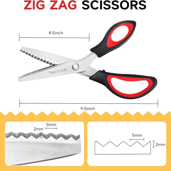 Sewing Scissors, Zig Zag Craft Scissors Decorative Edge, Fabric Sewing Supplies, Professional Handheld Dressmaking Arts Crafting Scrapbooking Supplies {4}