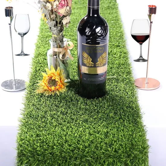Grass Table Runner 12 x 108 Inch Artificial Grass Carpet Rug Green Synthetic Table Runners Thickly Fake Grass Table Runner for Family Christmas Tabletop Decor Golf Party Decorations Baby Shower {1}