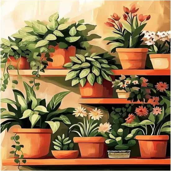 Plant Paint by Numbers for Adult, Paint by Numbers Kit for Adults Beginners, DIY Acrylic Painting on Canvas for Home Wall Art Decor(16x20Inch {1}