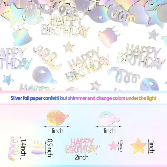 Birthday Confetti for Table Iridescent Happy Birthday Confetti Balloon Star Shaped Table Scatter Suitable for Disco Themed Birthday/Anniversary Party Decor {2}