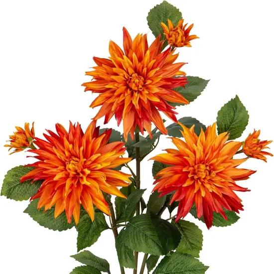 3Pcs Summer Bushes Orange Artificial Dahlia Flowers {1}