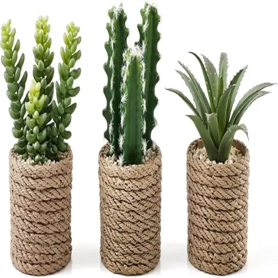 Artificial Succulent Plants with 3 Pcs, Succulents Plants Artificial with Vintage Plastic Waterproof Pot, Fake Succulents Decor for Home, Office, Bathroom, Living Room, Desk, Shelf and Table {1}