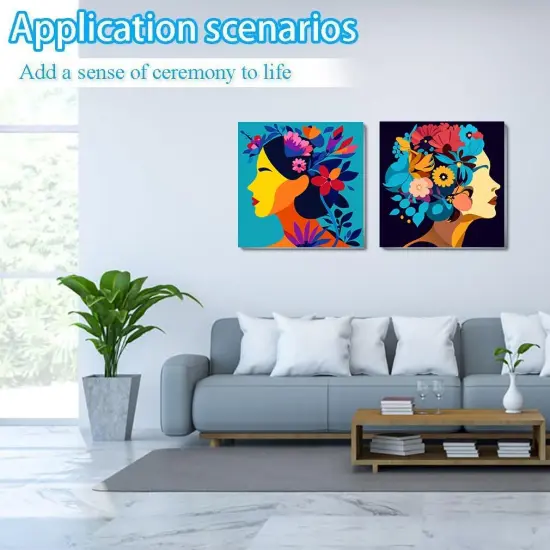 Flowers Girls Paint by Numbers Kit for Adults Framed - Acrylic Easy Paint by Numbers for Adults Beginner, DIY Paint by Numbers on Canvas for Home Wall Decor 8x8inch {2}