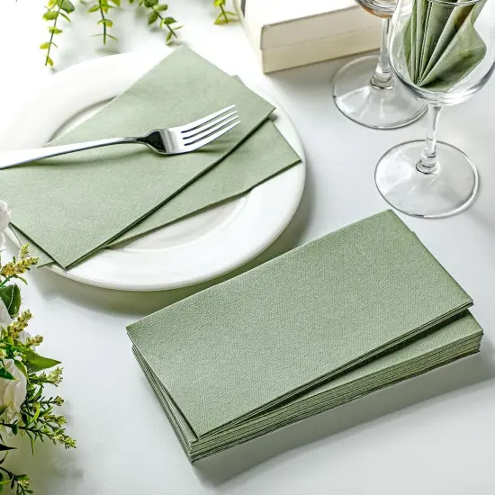100 Pcs Sage Green Dinner Napkins Disposable Wedding Paper Napkins Bathroom Guest Hand Towels Sage Green Wedding Table Decor for Bridal Shower Birthday Party Supplies {4}